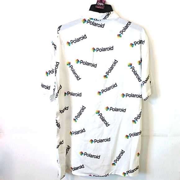 POLAROID CAMERA WHITE BUTTON-UP SHORT SLEEVE CASUAL SHIRT SIZE LARGE NWOT - Picture 4 of 6